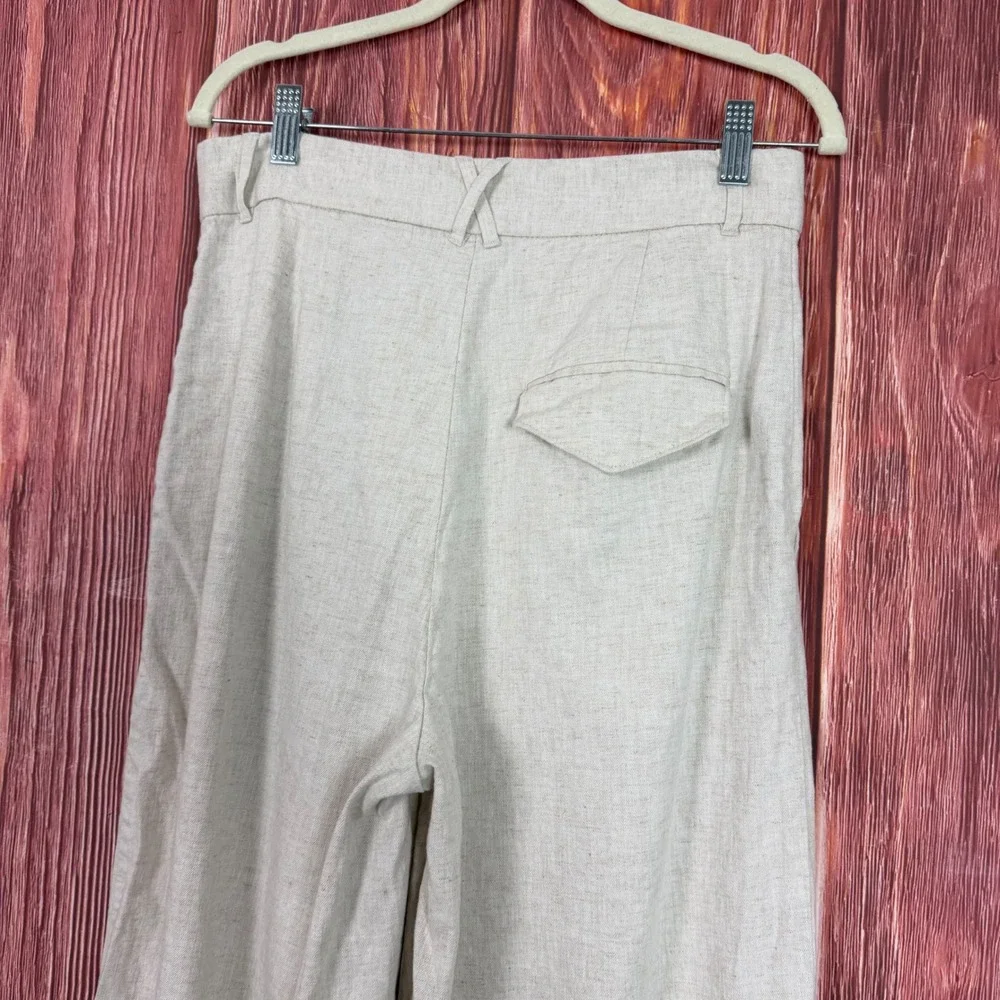Banana Republic Womens Wide Leg Pleated Trousers Oatmeal Beige Size 8 High Rise